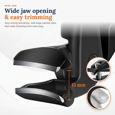 TrimReach: Wide jaw opening